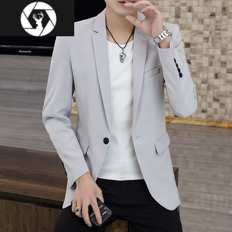 hongzun男士西服套装韩版修身潮流男装单上衣外套春季新款百搭休闲小