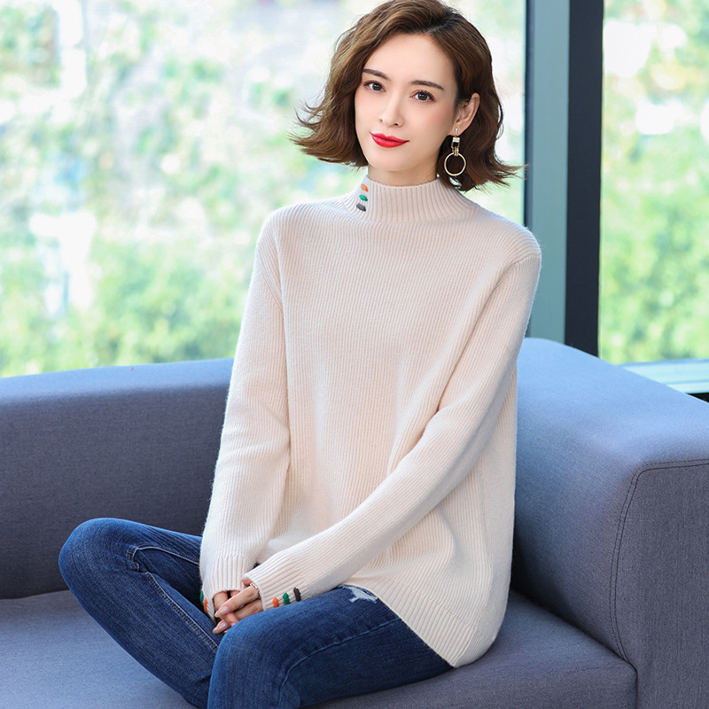 衫女纯色毛衣女宽松大码加厚打底衫女装专柜正品品牌羊绒衫女漂亮毛衣