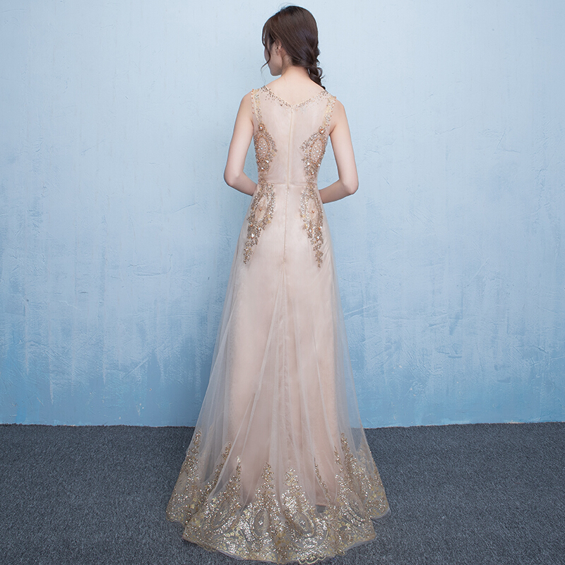 宴会晚礼服长款新娘结婚敬酒服修身女2018新款高贵优雅名媛礼服秋