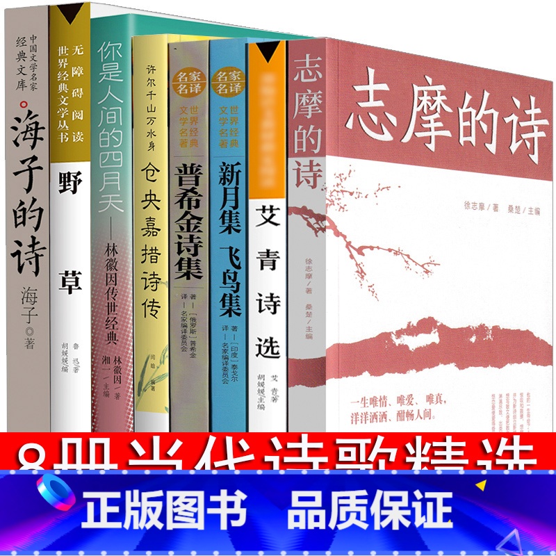 [正版]现代诗歌精选8册诗歌集经典书籍海子的诗林徽因诗集徐志摩诗爱情泰戈尔诗选艾青郭沫若普希金新月集飞鸟集再别康桥 中