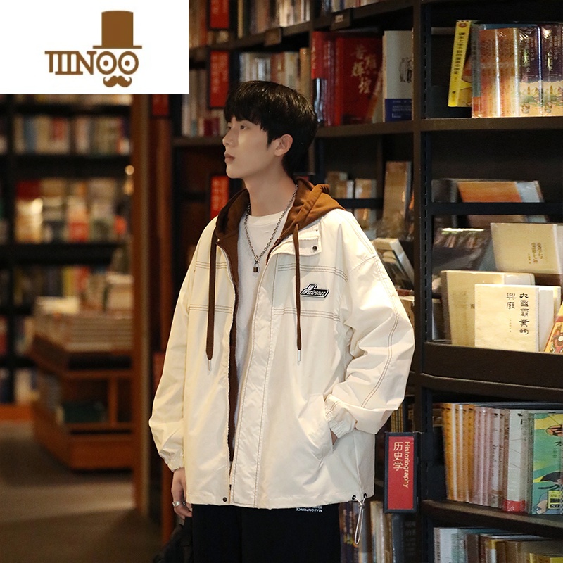 YANXU日系假冲锋衣外套男港风潮牌宽松休闲外穿情侣装秋装工装夹克高清大图
