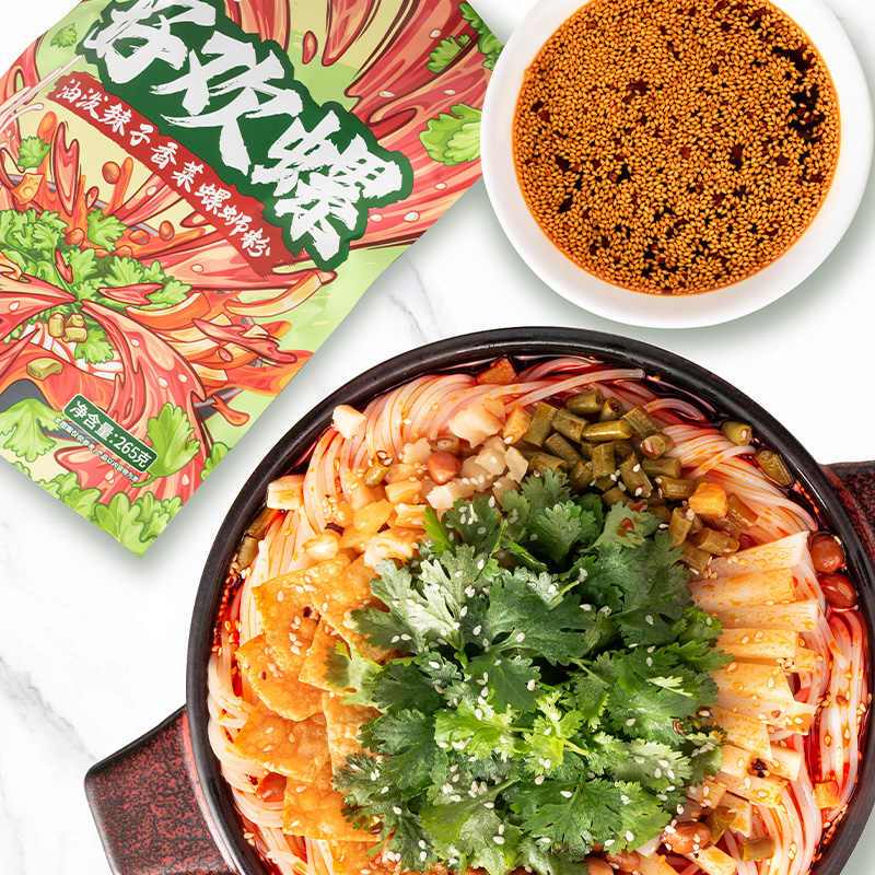 好欢螺香菜油泼辣子螺蛳粉265g*6袋柳州特产螺丝粉方便速食酸辣粉速食米粉高清大图