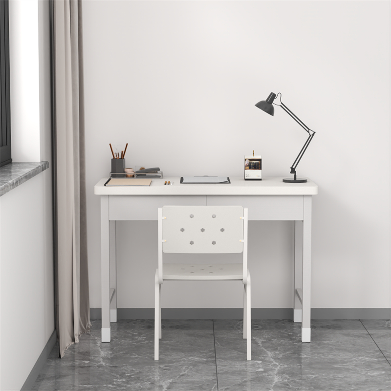 富路达钢制学习桌写字桌学员电脑桌内务办公桌宿舍干部二抽桌+椅子高清大图