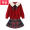 可莉允女童毛衣套装小女孩秋冬季裙子装jk学院风儿童百褶裙2022新款洋气