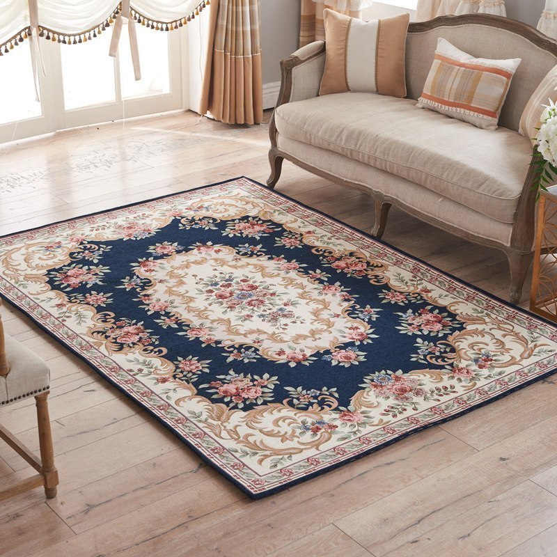 美帮汇欧式地毯客厅茶几毯沙发大地毯现代简约卧室家用床边毯满铺可机洗 029深蓝色 200CM×250CM