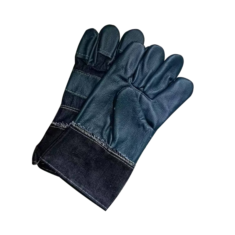 电焊手套家私皮牛仔布黄布分掌深色隔热耐磨焊工手套 1双