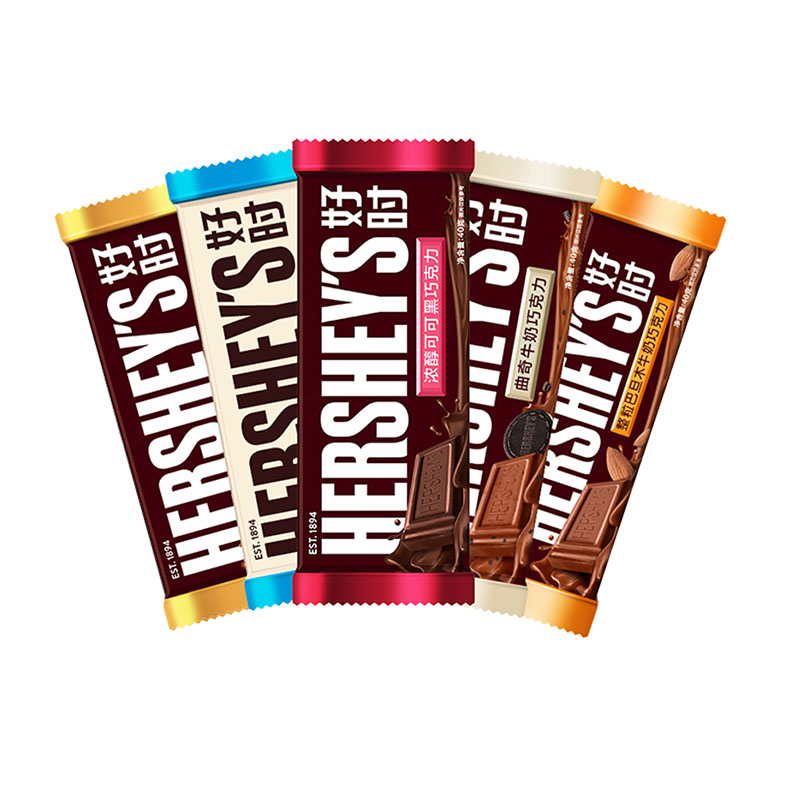 好时(Hershey’s)Hershey’s/好时巧克力排块40g牛奶黑巧巴旦木白巧风味休闲零食品糖果高清大图