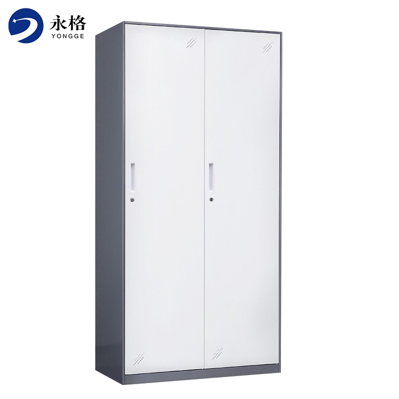 永格更衣柜员工柜储物柜办公室衣柜宿舍鞋柜办公柜钢制铁皮柜资料柜二门三门四门六门更衣柜 二门更衣柜 灰套白