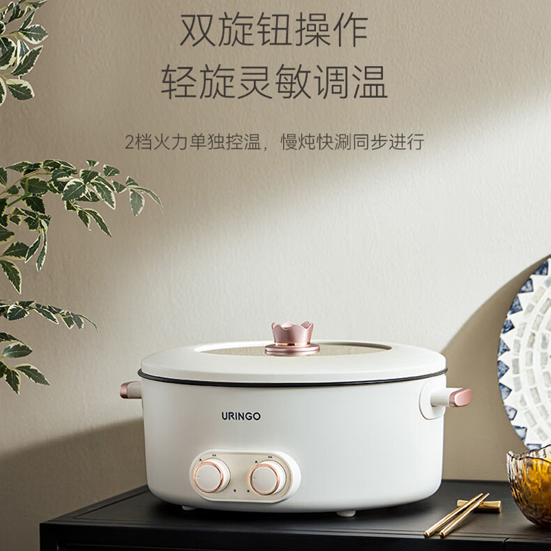 七彩叮当电火锅6L四宫格大容量速沸分体家用电火锅QC-HG06X