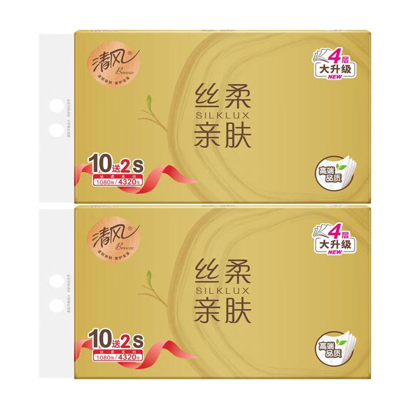 清风抽纸4层90抽*24包舒适加厚丝滑触感柔软BRC1S7J-24