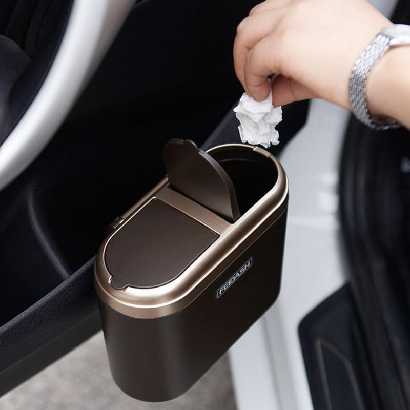 敬平车载垃圾桶车上用挂式汽车用品有翻盖车内迷你小垃圾桶收纳储物箱