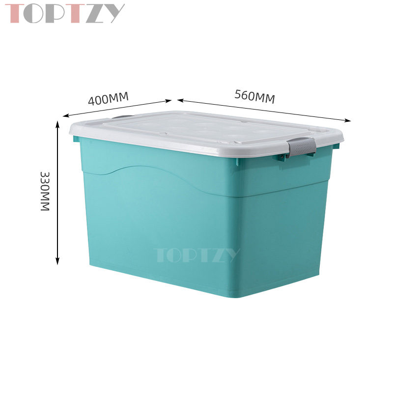 toptzy TZ3111307 塑料收纳箱衣服整理箱杂物储物箱子 80L绿色高清大图