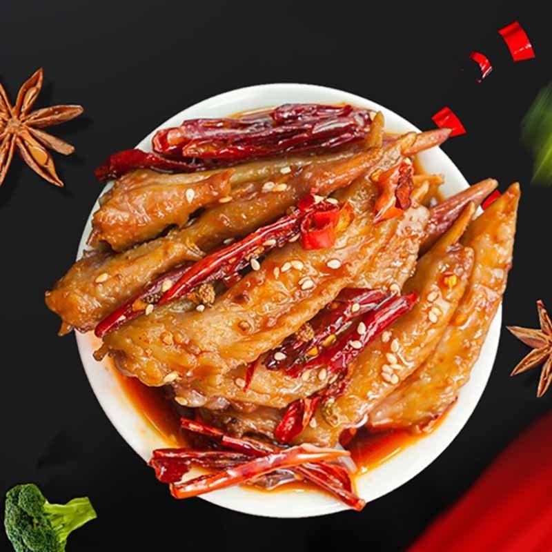 三只松鼠鸡翅尖川香麻辣鲜香鸡肉零食熟食麻辣鸡翅尖60g*5袋