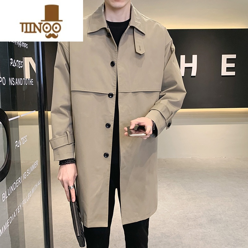 YANXU男士风衣中长款外套休闲工装百搭大衣英伦潮流轻熟潮牌夹克高清大图