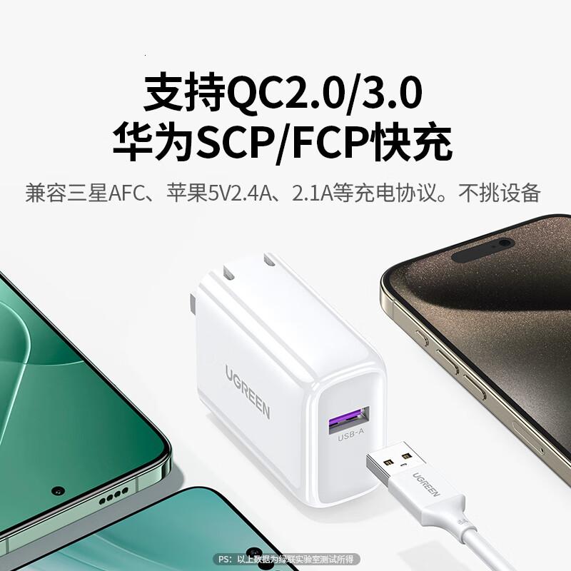 绿联22.5W充电器usb超级快充头适用华为mate70/60pro/pura70/p50/40荣耀高清大图