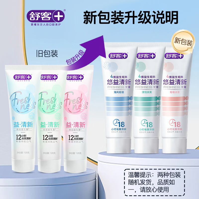 舒客悠益清新牙膏(清悦缤果香型)120克*3高清大图