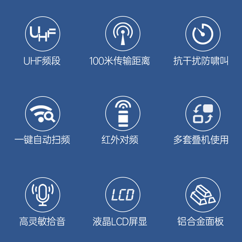 得胜 UC-2R无线套装 一拖二 会议主持演讲活动 短杆(方形)话筒麦克风 UC-2R+UC-TH2 话筒套装高清大图
