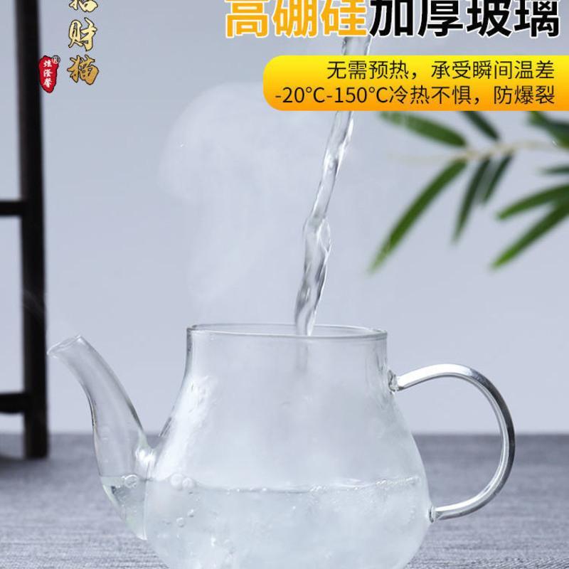 耐高温玻璃茶具茶壶花茶壶泡茶壶304不锈钢漏茶壶功夫茶养生壶 6白色的把杯