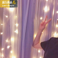 窗帘布新款卧室遮光北欧简约镂空星星客厅挂钩式星空布纱一体三维工匠 宽3.0*高2.7挂钩式窗帘1片（需要改短高度请备注说明） 丽莎星星紫色