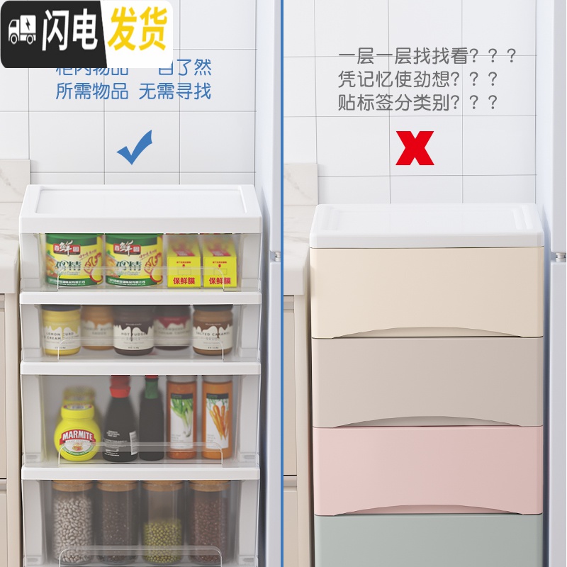 三维工匠加厚抽屉式收纳箱盒塑料儿童衣柜玩具收纳柜子零食储物透明整理箱高清大图