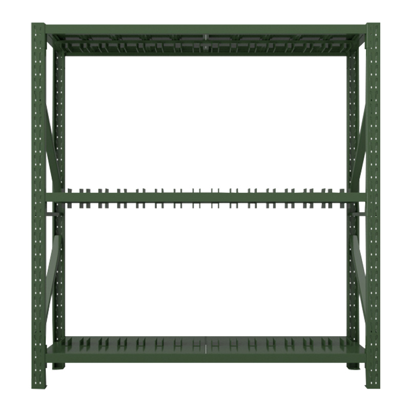 帅畅消防铁锹镐农具摆放架安保装备器材存放架绿色货架双层盾牌中型-主架高清大图