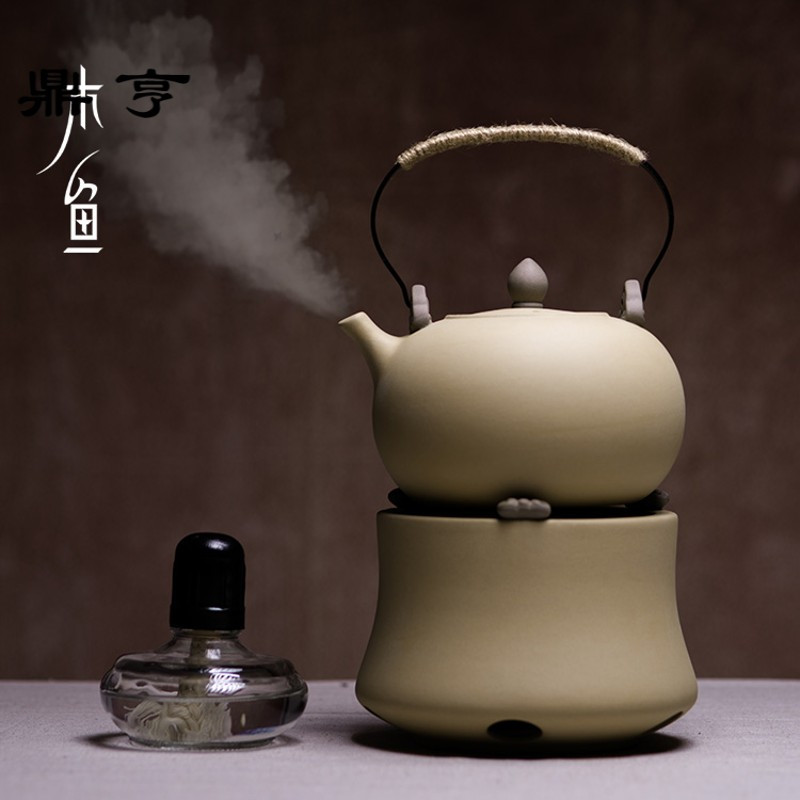 鼎亨紫砂功夫陶瓷煮茶器黑茶套装家用茶壶提梁陶炉烧水壶酒精炉茶
