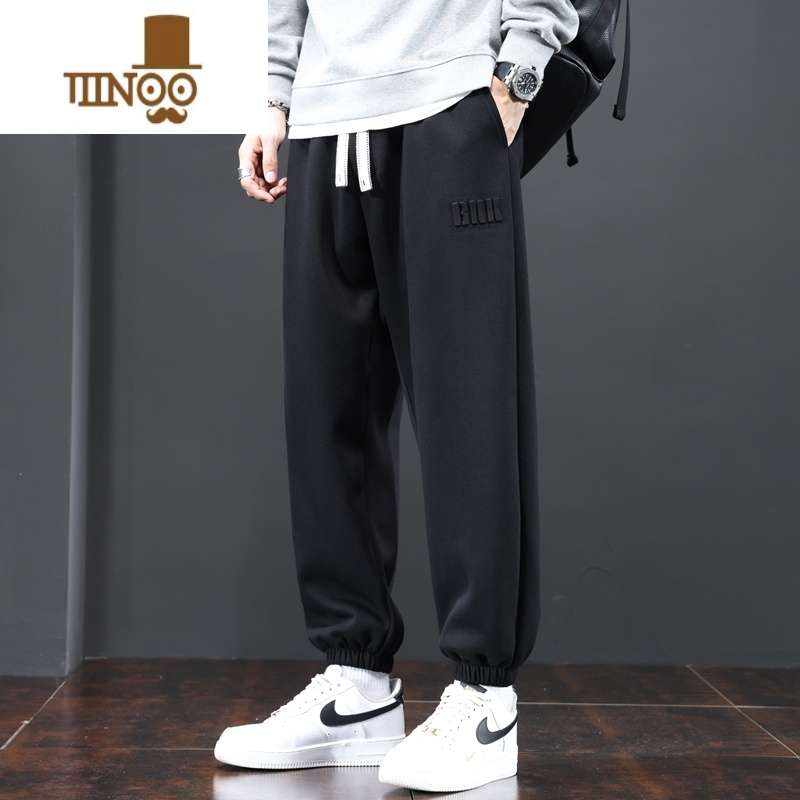 YANXU卫裤男宽松加肥加大码休闲裤子潮流百搭束脚灰色运动裤胖子高清大图