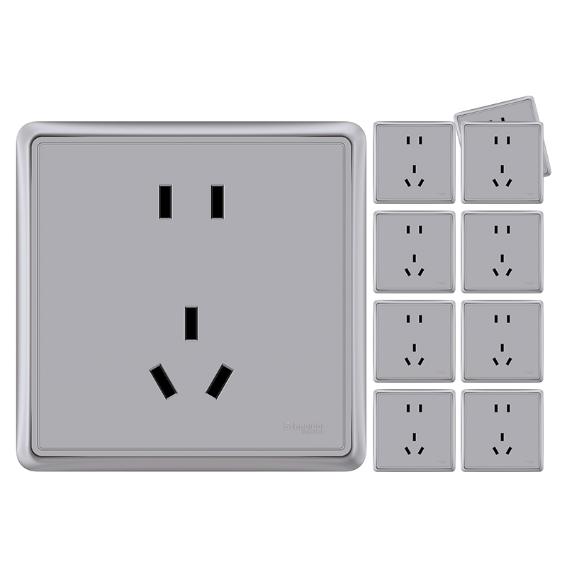 施耐德电气智意系列星云灰色开关插座新国标五孔电源插座86型墙壁开关