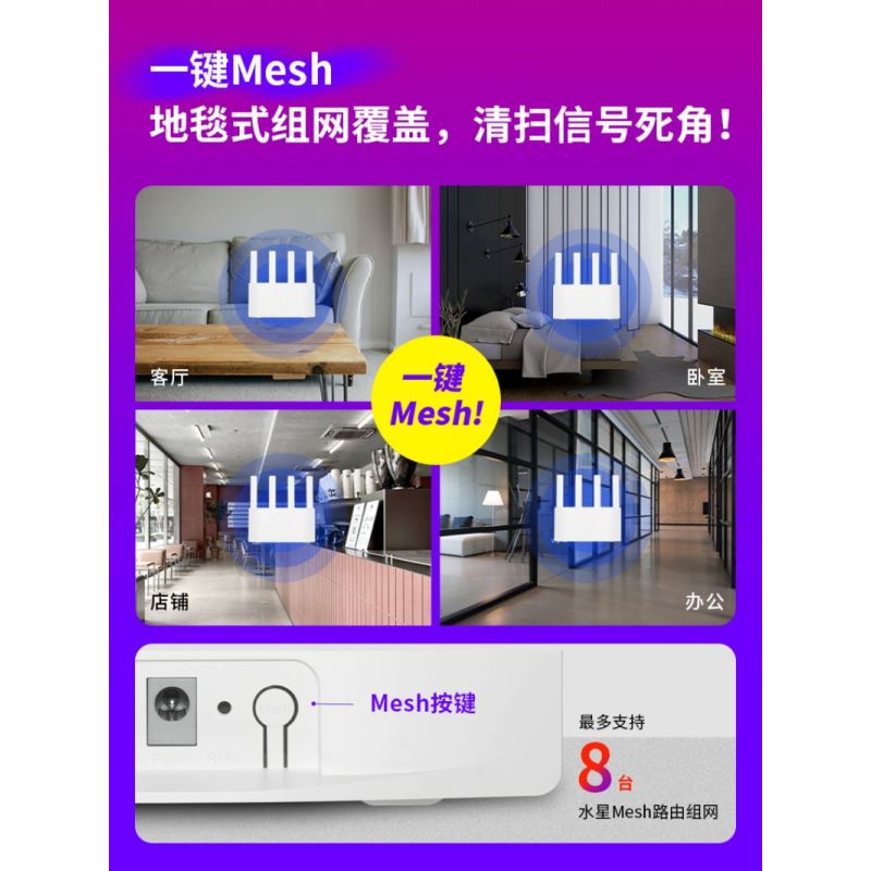 水星(MERCURY)AX1500双频千兆Wi-Fi 6无线路由器 A15G奇峰路由