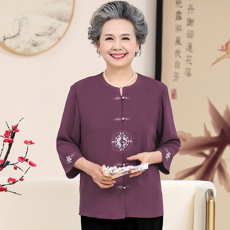 中老年女装60-70-80岁妈妈装夏装老人衣服春秋长袖套装奶奶装外套