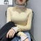 SUNTEK秋冬新款2020雪纺拼接半高领毛衣女士内搭显瘦套头打底针织衫上衣毛衣