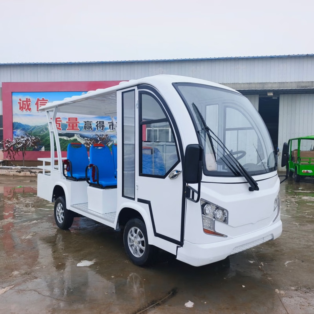 龙云天盾电动观光车3排8座景区厂区接待游览车电动四轮载客转运巡修车载客中转车 敞篷标配