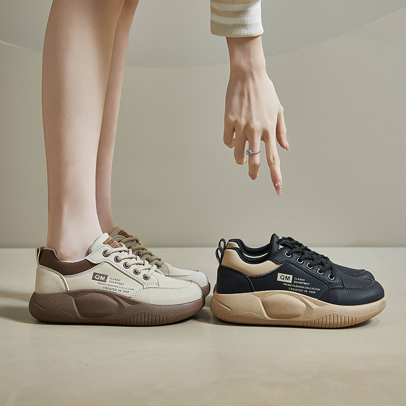 时言(SHIYAN)2025春季小白鞋新款韩版厚底增高女士休闲鞋高清大图