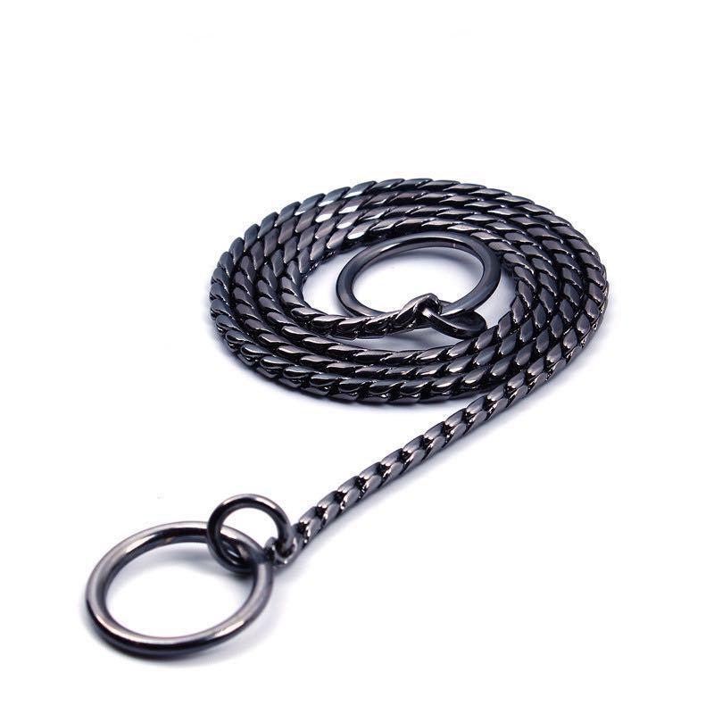 赛级蛇链铜质p链 赛级p链铜质训狗链狗狗脖圈宠物用品 黑 3.0mm*40cm 脖围30cm