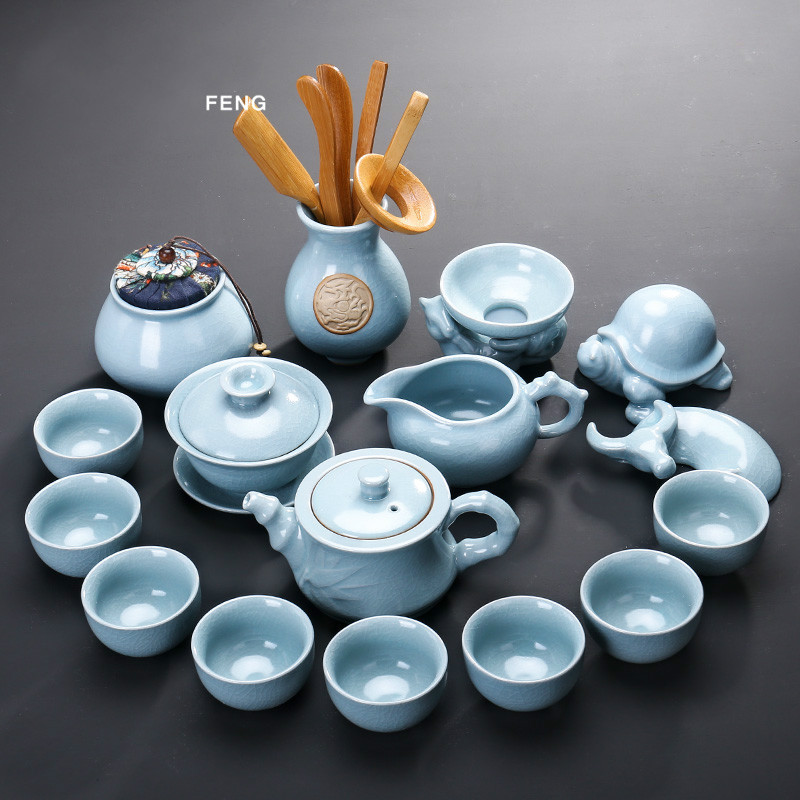 家柏饰(CORATED)汝窑功夫茶具套装家用陶瓷开片盖碗泡茶壶茶杯洗茶海茶道Z高清大图
