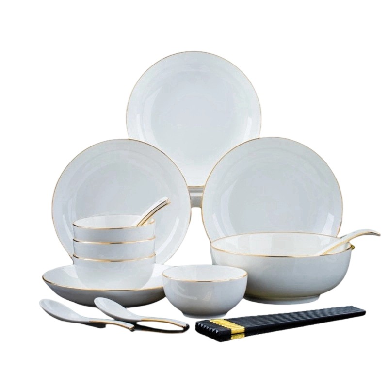 梵澜狸骨瓷碗碟套装18件 套高清大图