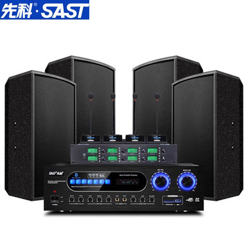 先科K5专业大中小型会议室音响套装音箱功放室内挂墙KTV舞台教学舞蹈卡拉ok卡包 8寸 中型会议室 一拖四会议话筒