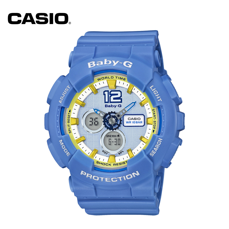 卡西欧(CASIO)手表BABY-G系列双显时尚石英防水运动女表BA-120-2B