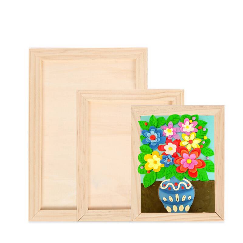 超轻粘土相框 创意自制手工制作DIY木质立体画框 雪花泥超轻粘土相框材料 长方形特大号