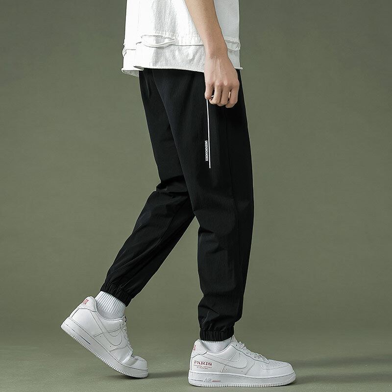 运动裤男士休闲长裤宽松韩版潮流冰丝夏季薄款修身束脚裤卫裤子男