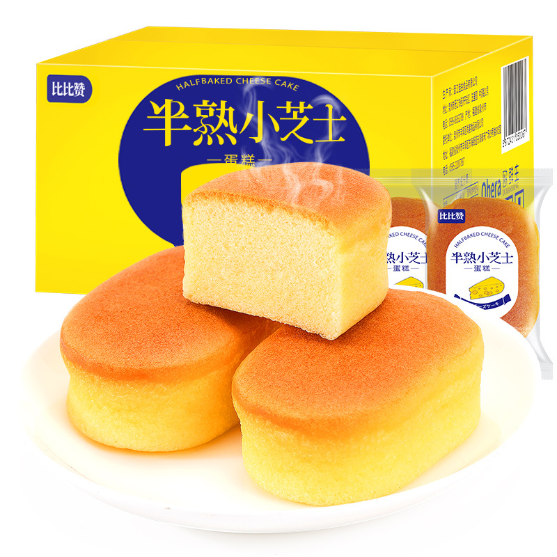 [满199减125元]比比赞半熟芝士蛋糕 400g(奶酪面包早餐食品营养好吃的零食小吃网红甜品)