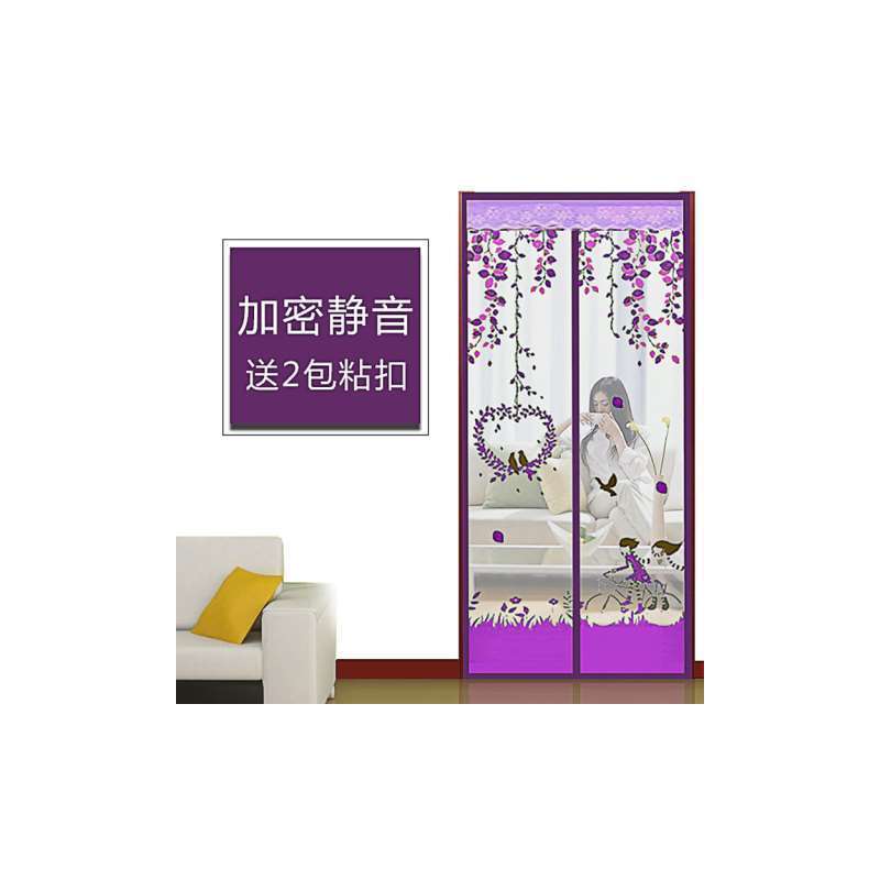 自动磁性软纱门磁铁魔术贴防蚊高档卧室帘免打孔门帘家用客厅加密