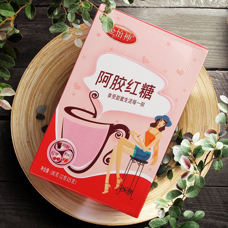 金怡神阿胶红糖姜茶阿胶红枣红糖姜茶古法熬制老红糖盒装180g