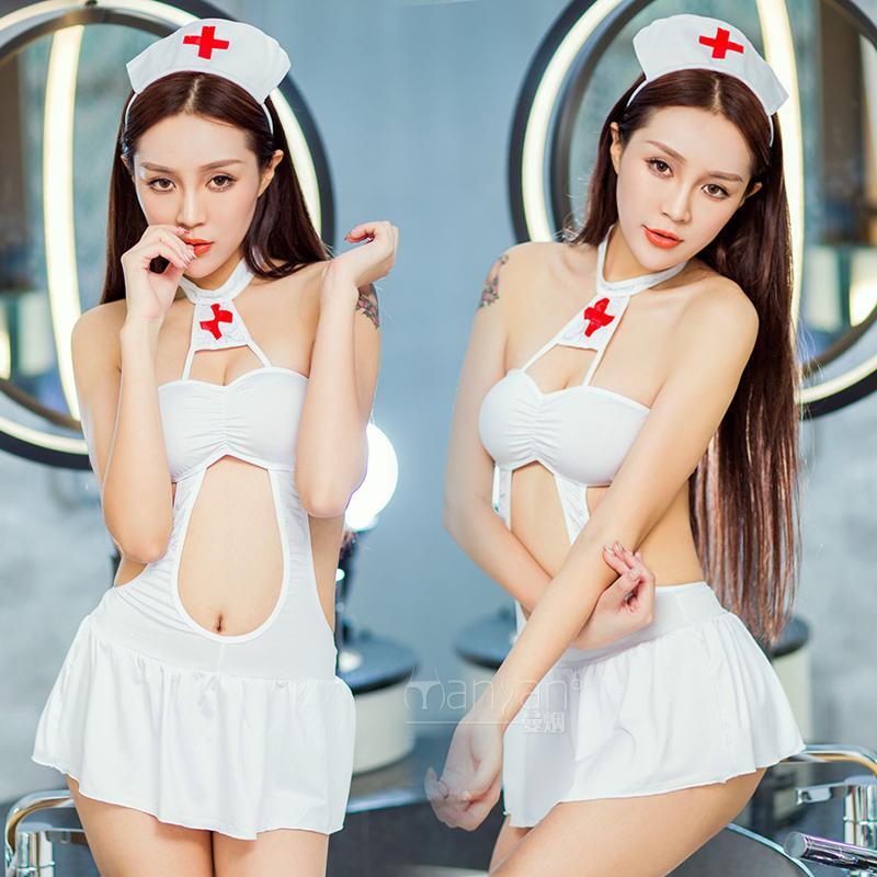 性感情趣内衣极度夜火女式护士露背透明连体衣短裙制服套装sm1609