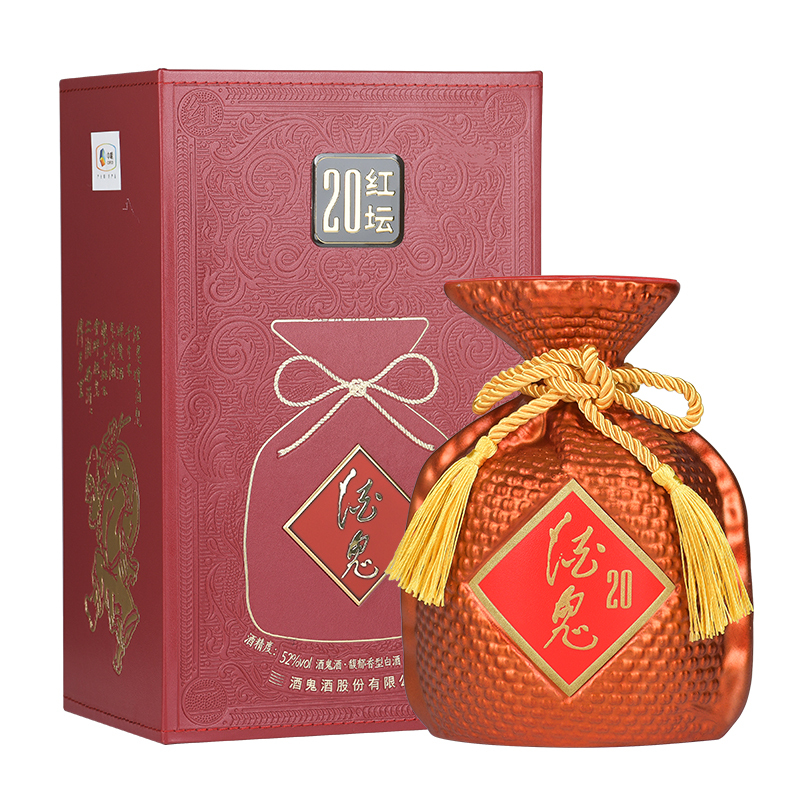 【官方授权】酒鬼酒52度红坛20 白酒礼盒装500ml 国产白酒