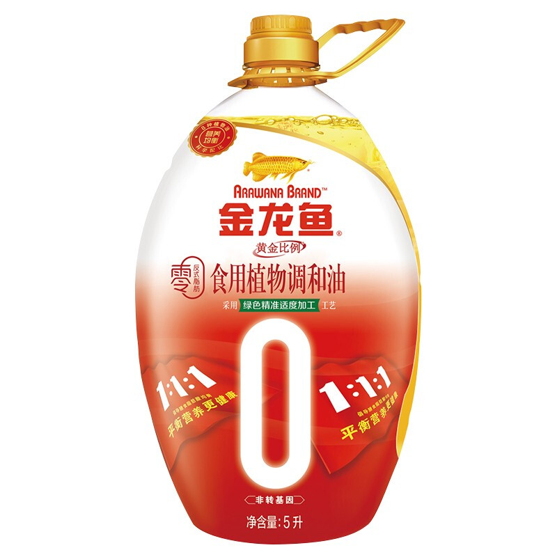 金龙鱼金比例零反式脂肪食用植物调和油5L(非转基因）