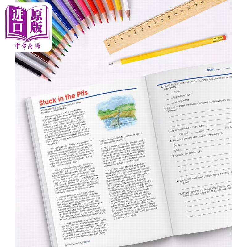 [正版] 光谱练习册 阅读系列 8年级 Carson Dellosa Spectrum Reading Grade高清大图