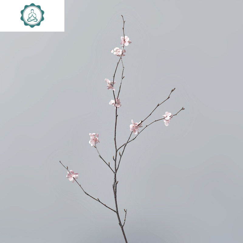 桃花干花花束家居摆设假仿真桃花枝桃花装饰桃花树枝单支干花花瓶 封后 小号桃花枝,长约60厘米 干花包