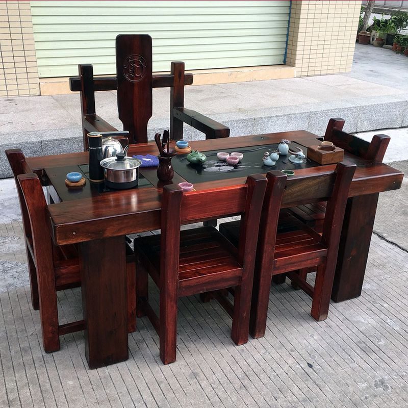 老船木茶桌椅组合功夫茶几客厅仿古小茶台简约实木中式办公泡茶桌