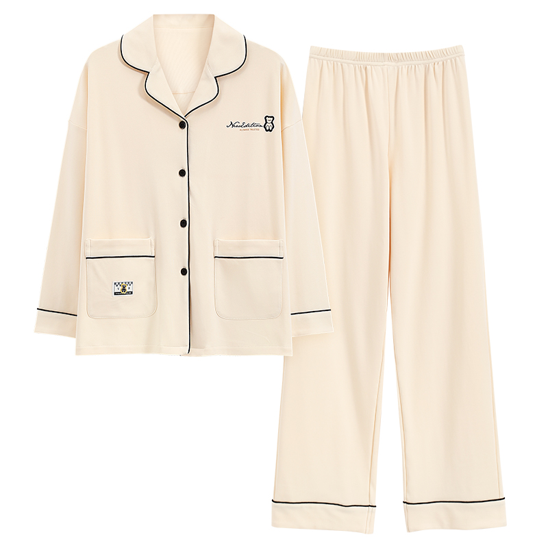 浪莎2025新款睡衣女士春秋季纯棉长袖开衫家居服秋冬款高级感套浪高清大图